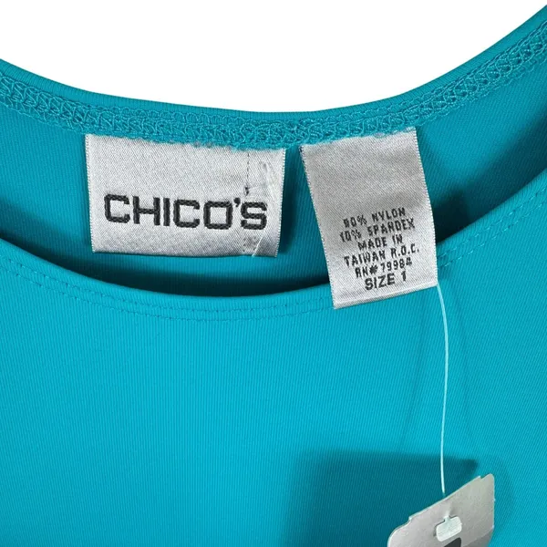 Chico's NWT Blue Nylon Scoop Neck Stretchy‎ Lightweight Tank Top Size Medium - Image 4