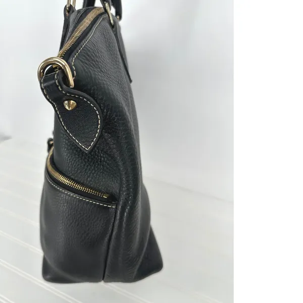 Dooney & Bourke Satchel‎ Bag Purse Black Leather Pebbled Zip Pocket Classic Tote - Image 6