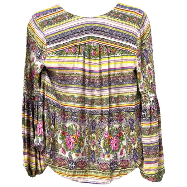 $98 Maeve by Anthropologie Multicolored Ceresco Floral Peasant Blouse XS - Image 4