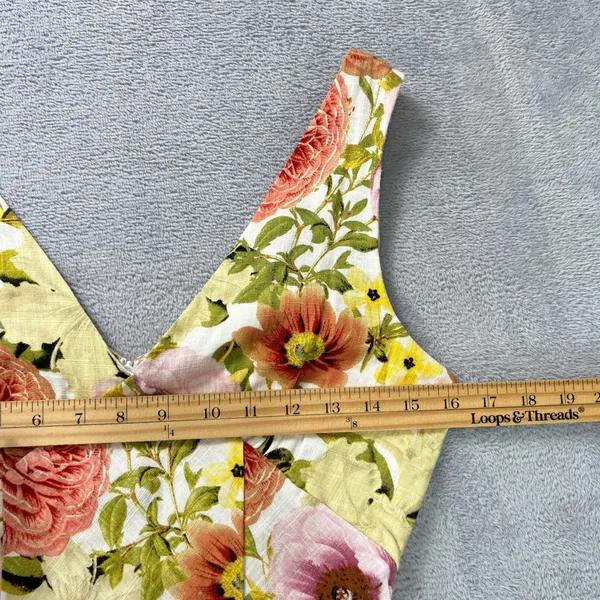 Paper‎ Heart Floral Maxi Dress Womens XS Linen Blend Sleeveless V Neck Summer - Image 9