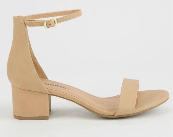 Nude Chunky Heel Ankle Strap Sandal Tan Size 10 - Image 4