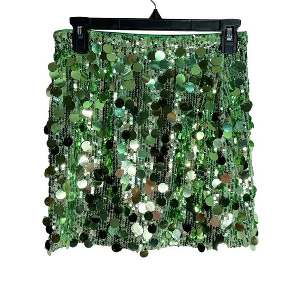 Like an angel NWT Waist Wow Green Sequin‎ Bodycon Mini Skirt Stretchy Party Club Small - Image 7