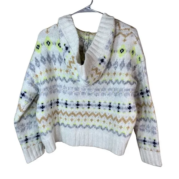 American‎ Eagle Oversized Soft and Cozy Wool Blend Hooded Sweater Gray XS NWT - Image 6