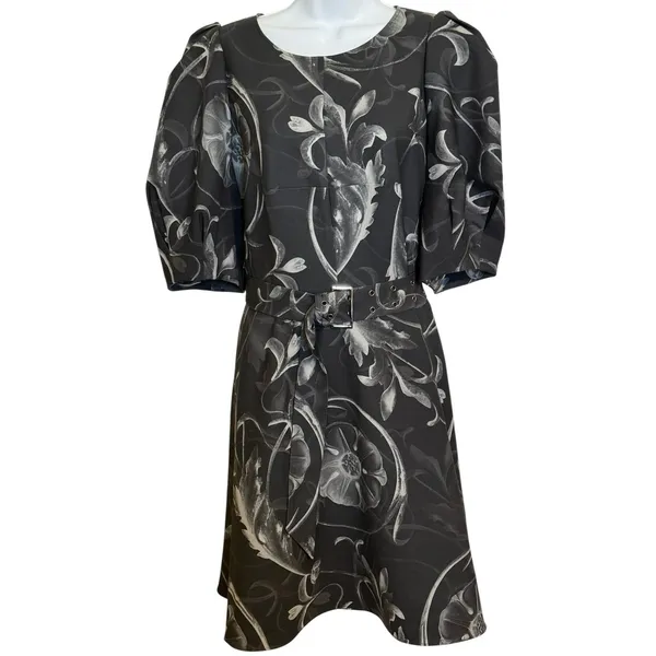 TED BAKER Saaraih Floral Print Puff Sleeve Dress‎ Belted Mini Dress EUC Size 6 - Image 2