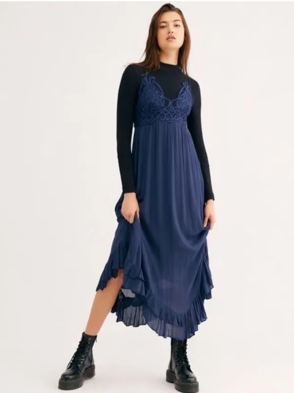 Free People Adella Navy Blue Maxi Dress XS - Image 2