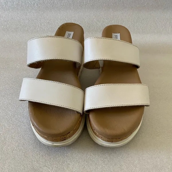 Steve Madden Thalia White Cork Wedge sandals size 9.5 - Image 2