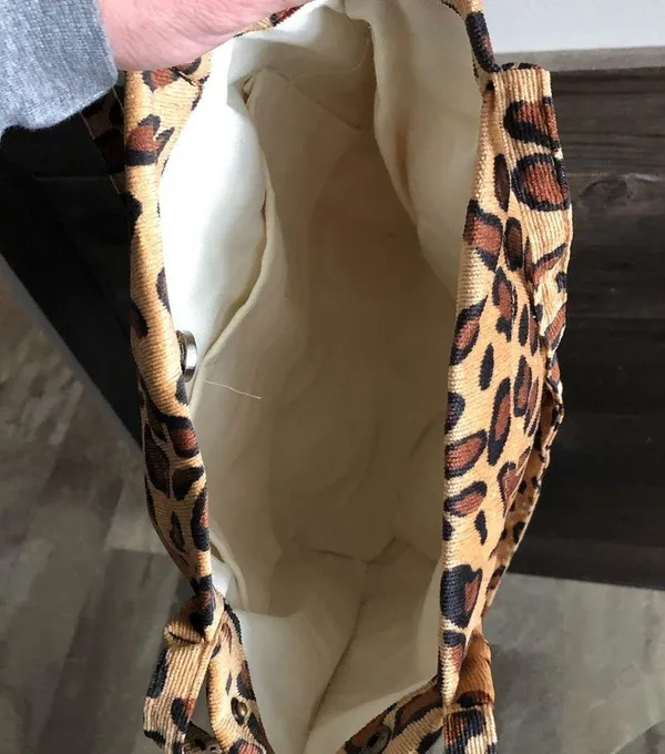 Corduroy Shoulder Bag Cheetah Print - Image 4