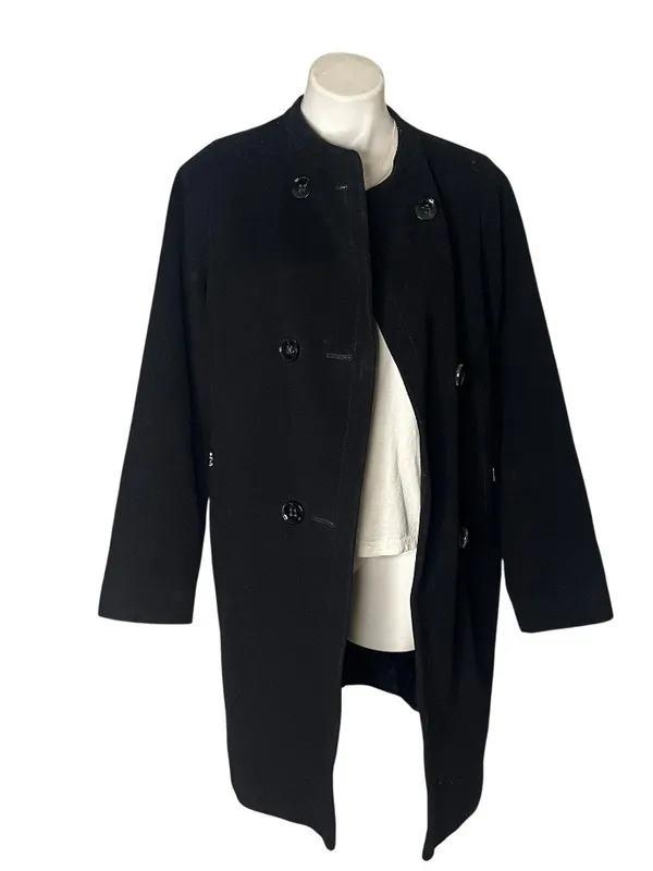 BOGNER Black Coat Virgin Wool Cashmere Blend Double Breasted Womens Size 8 EU 38 - Image 3