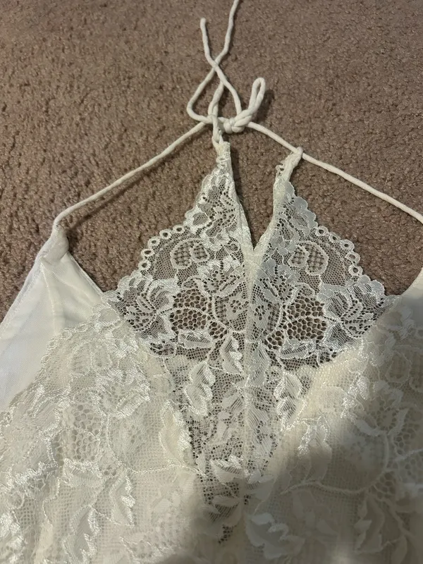 Free people White Lace Halter Crop Top - Image 7