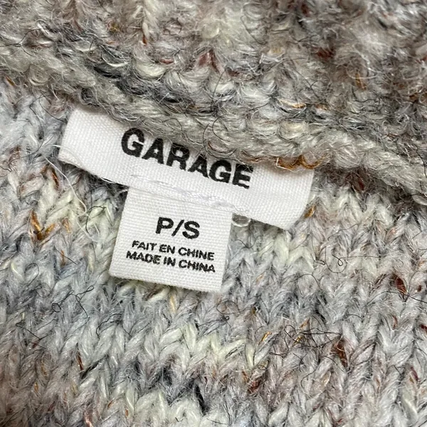 Garage Womens Small Cropped Cardigan Sweater Marled Grey V-Neck Button Front P/S - Image 4