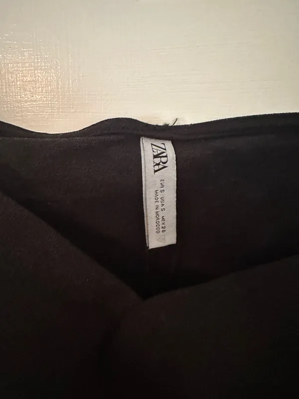Zara black denim mini strapless dress - Image 6