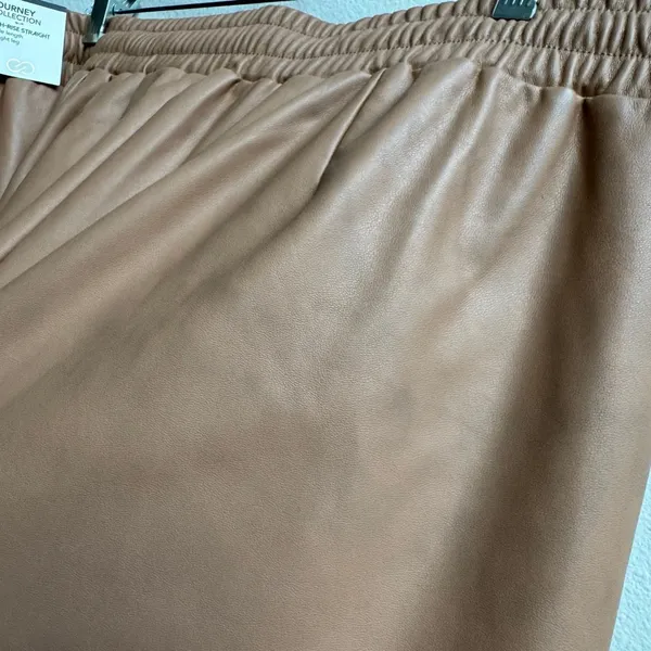 NWT Calia Journey Pants Size XL Tan Vegan Leather High Rise Straight Leg Pull On - Image 6