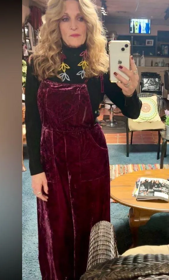Anthropologie Velvet overalls wide leg S Anthropologie with paisley print - Image 12