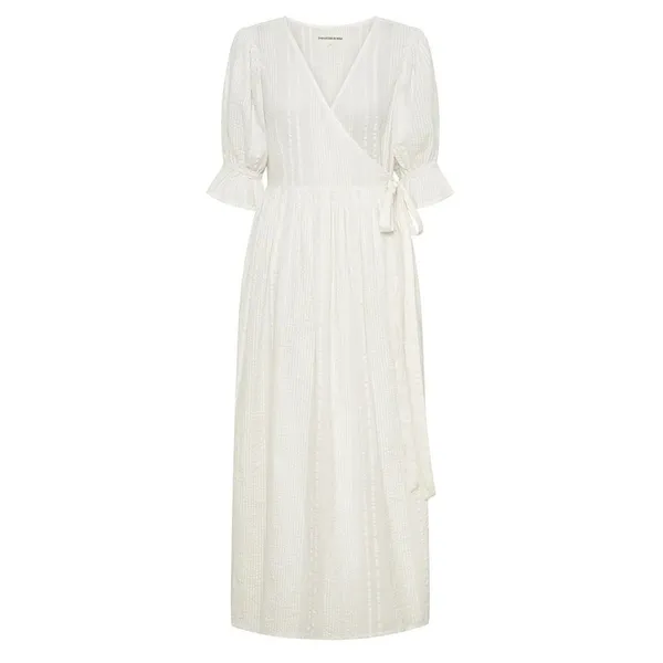 Daughters of India Uma Textured Cotton Wrap Maxi Dress White Size XL - Image 9