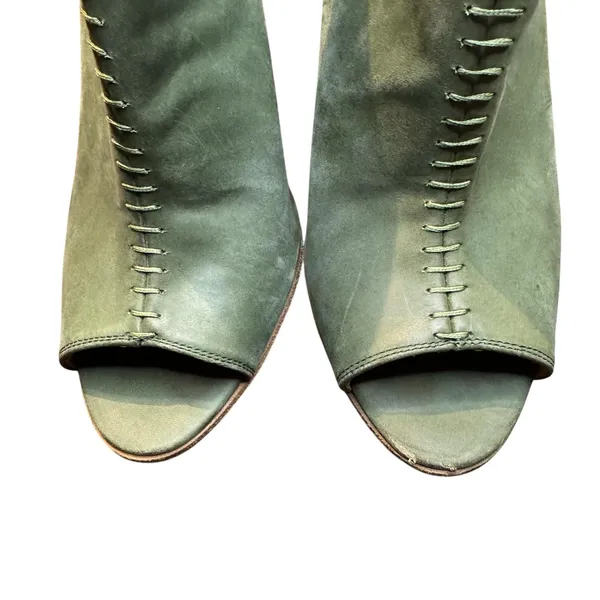 Peter Nappi Shoes Womens Size 7.5 Green Leather Slingback Sandals Block‎ Heel - Image 2
