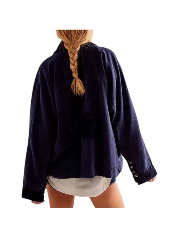 Free People We The Free Viva Surplus Denim Jean Jacket in Starless Sky Sz M - Image 2