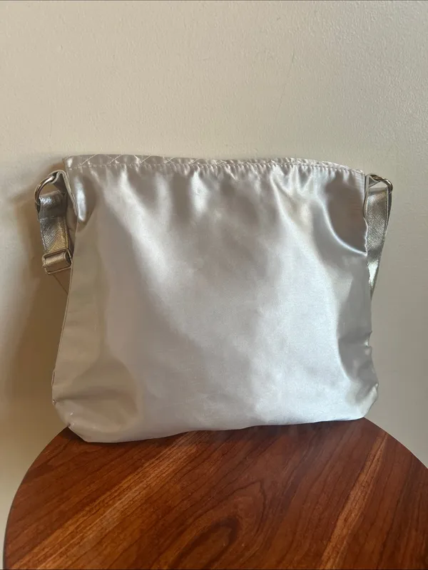 Silver Quilted Flap crossbody or Shoulder Bag - Image 2