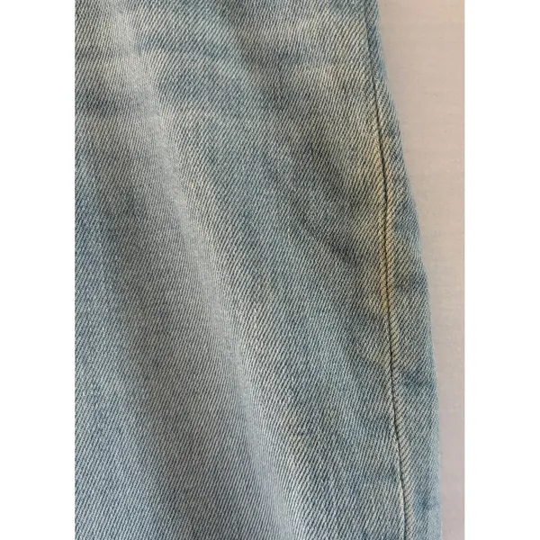 PAIGE Maternity Wide Leg Raw Hem Light Wash Denim Jeans Blue - Image 8