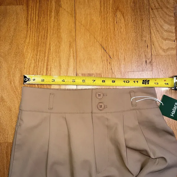 Halara Flex High Waisted Zipper Pocket Shirred Straight Work Pants Beige S NWT - Image 5