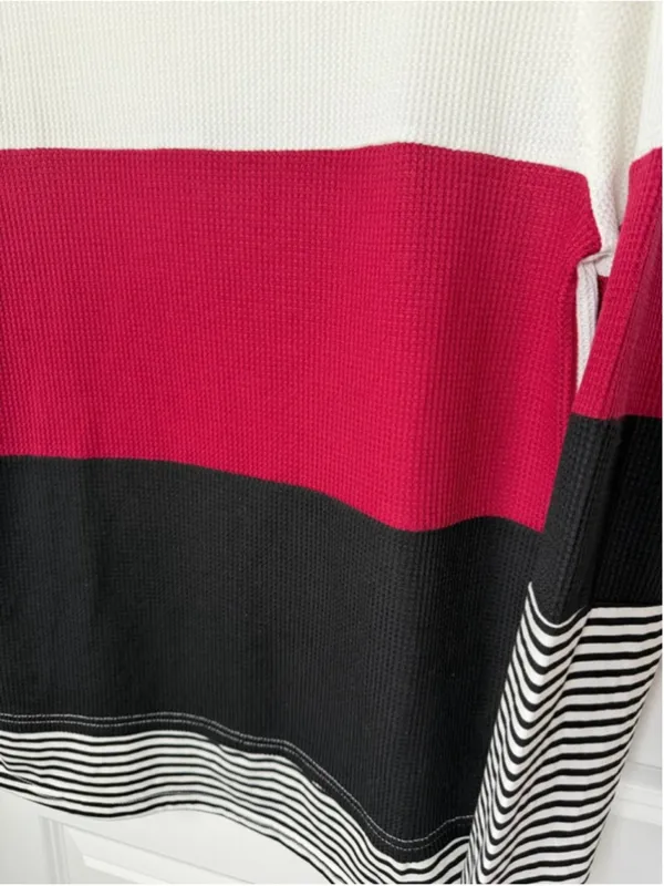 Unbranded Long Sleeve Tee M White Red Black Striped EUC Size M - Image 4