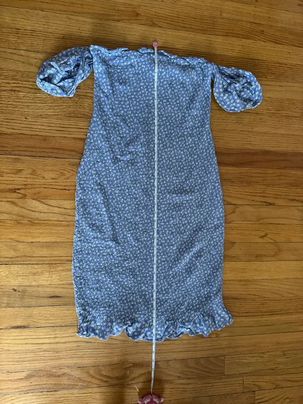 Abercrombie & Fitch Blue floral Shirred Smocked Dress - Image 3