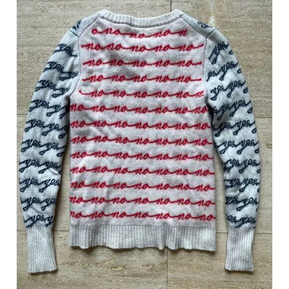 J.Crew Wave Pattern‎ Knit Sweater White & Navy Casual Crewneck Size S - Image 5
