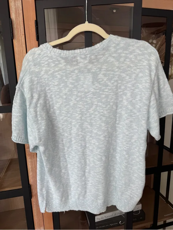 NWT J. Crew Short sleeve knit sweater top relaxed beach tinsel blue crewneck - Image 6