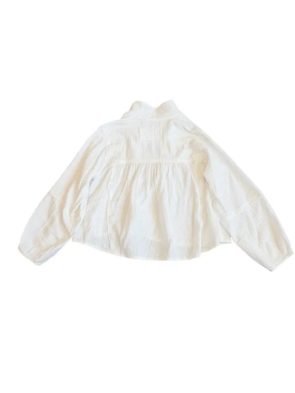 We The Free Ivory Cotton Gauze Popover Blouse Long Sleeve V Neck Small Women's - Image 11