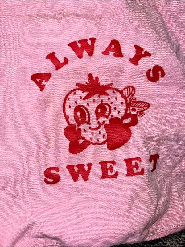 Target Pink Canvas Tote with Red 'Always Sweet' Graphic - Image 4