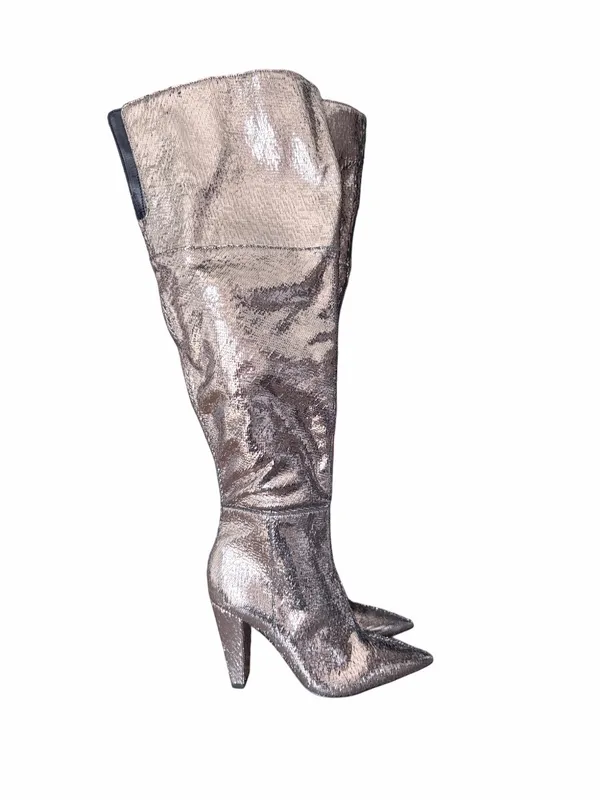 Vince Camuto Minnada Wide Calf Over The Knee Heeled Boots size 7 Warm Pewter - Image 4