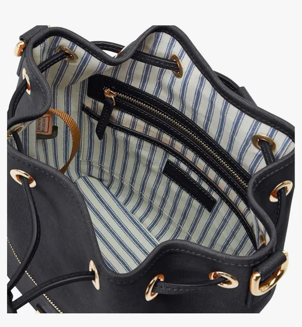 Dooney & Bourke Women's Drawstring in Pebble Grain Leather, Medium Sized Handbag with Drawstring Closure, Black Black - Image 5
