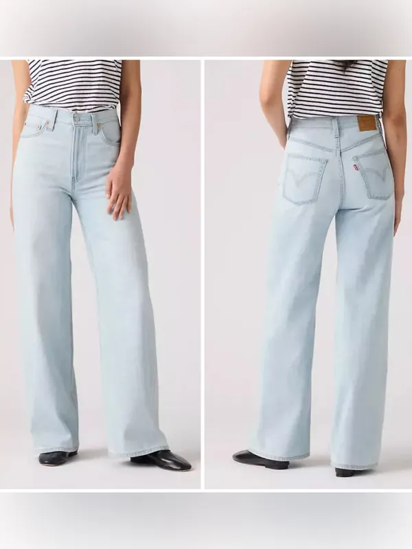 Levi’s Ribcage wide leg jeans linen and denim NEW 28 - Image 3