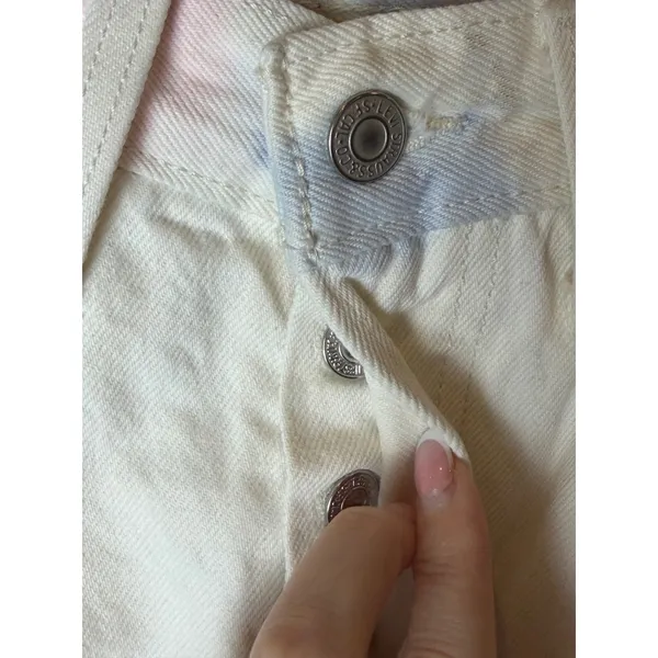 Levi's 501 Straight Leg Jeans Women 26 White Tie Dye Denim Button Fly Hippie - Image 6