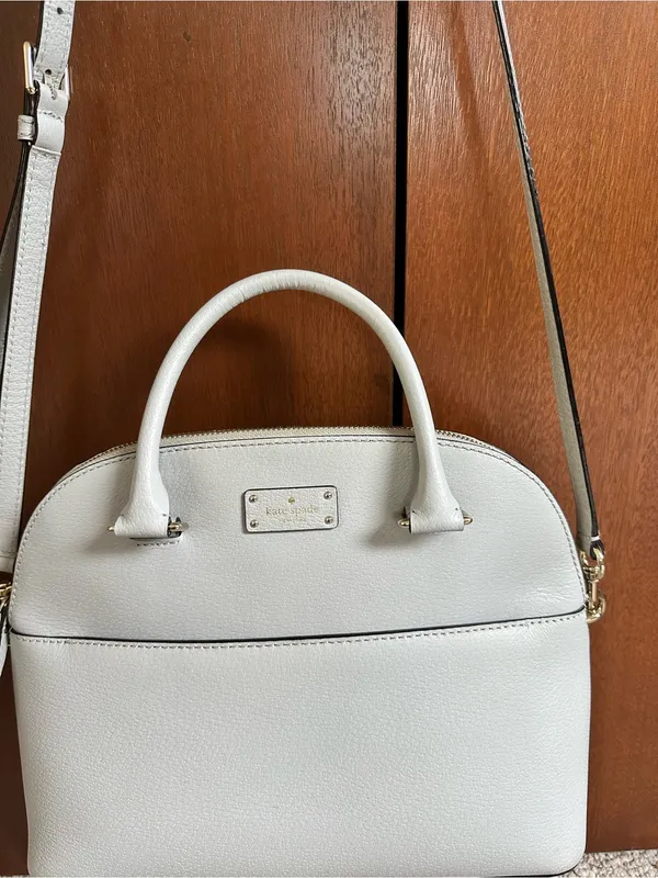 Kate Spade Grove Street Carli Gray Dome Leather Satchel with Crossbody Strap - Image 5
