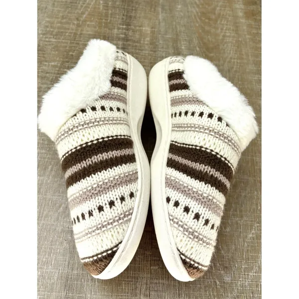 Aerosoles Memory Foam Fur Lined Fair Isle Knit Slippers Womens Medium 6.5 7 7.5 - Image 6