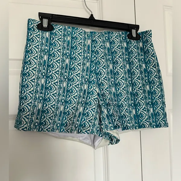 Alice + Olivia Sherri Embroidered Stretch Cotton Shorts White/Ocean Blue NWT 4 - Image 3