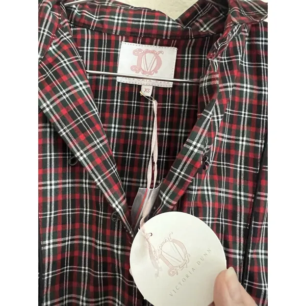 Victoria Dunn Stewart Tartan Plaid Maxi Dress Size XS Red Folly Holly‎ New $195 - Image 6
