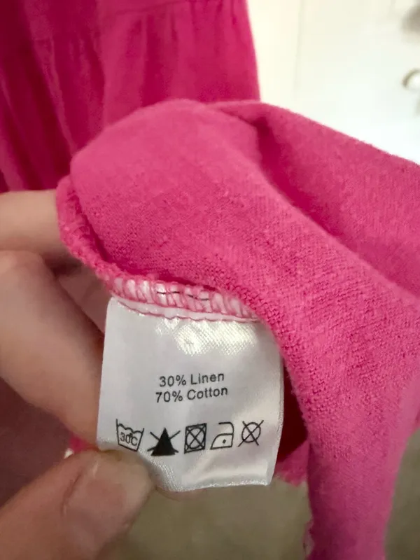 The Mint Julep Boutique In My Thoughts Pink Linen Swing Dress Size Medium - Image 5