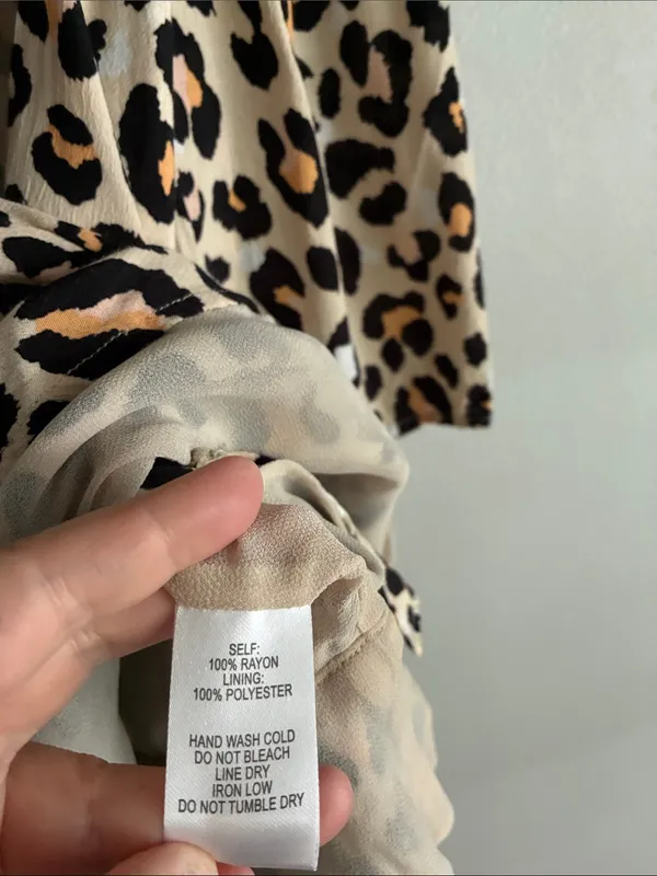 Lulus Leopard Print Faux Wrap Peplum Top Puff Sleeve Size Large - Image 5