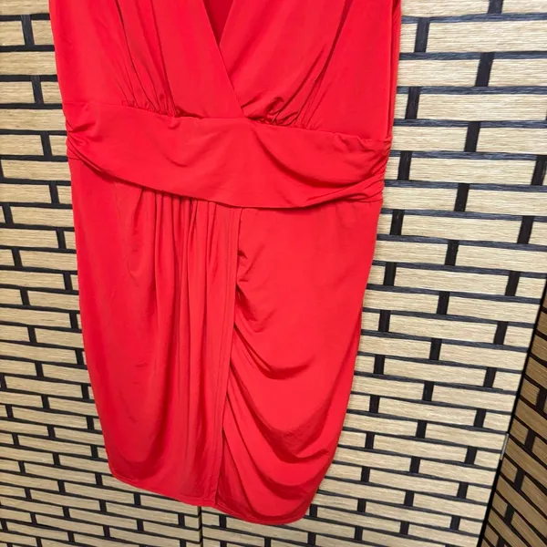 Venus Red Draped Front‎ Dress Size Large - Image 4