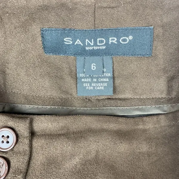 Sandro Brown Faux Suede Wide Leg Trouser Pants 6 - Image 5