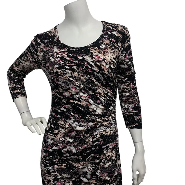 Calvin Klein Dress Sz 2 Black Multicolor Paint Splatter Artsy Graphic‎ Casual - Image 2