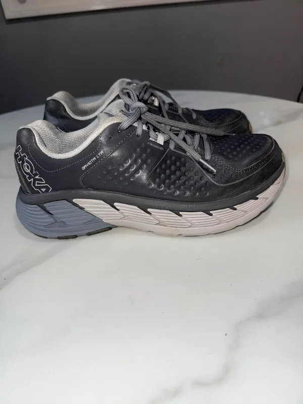 Hoka one one Gaviota leather Gray and Light Gray Cushioned Running Sneakers - Image 5