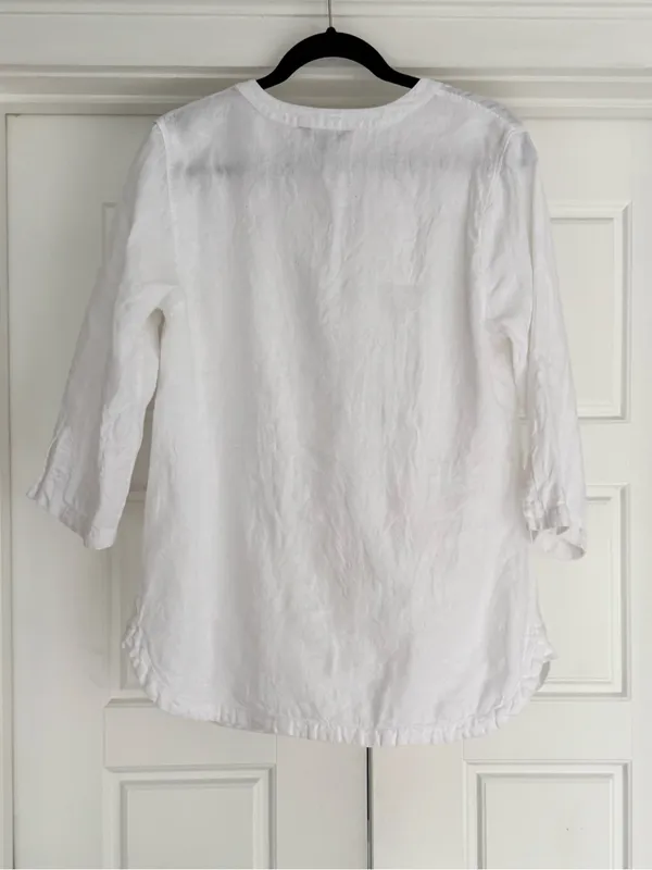 Tommy Bahama Split Neck White Linen Tunic, Medium - Image 2