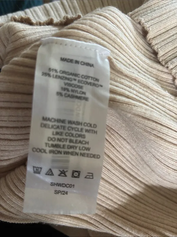 Quince Cotton Cashmere Ribbed Sleeveless Midi Dress Sz L Heather Oatmeal Summer - Image 10