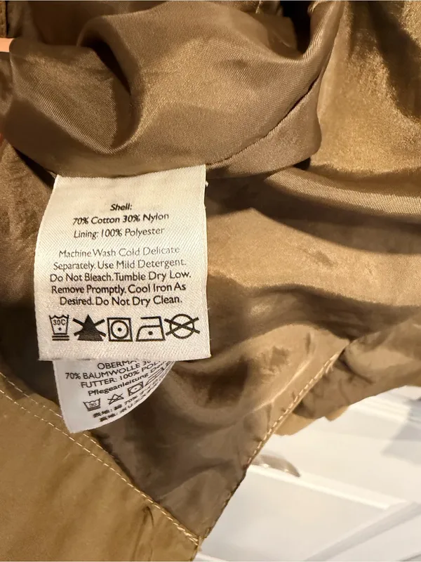 Eddie Bauer Size XS Tan Khaki Button Front Lined Mid Length Trench Coat Jacket - Image 11