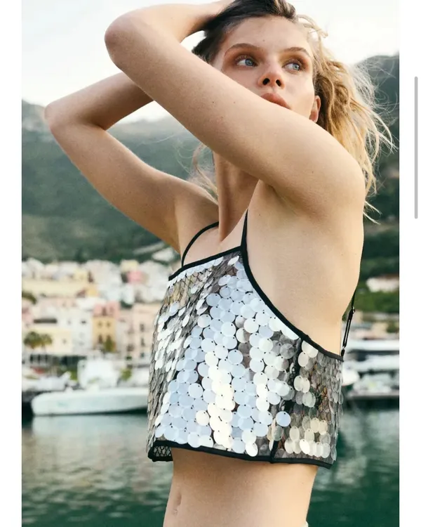 Zara sequin crop top. S-M - Image 8