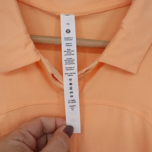 Lululemon Polo Shirt Womens 10 Quick-Drying SS Polo Sunny Coral Button-Down NEW - Image 2