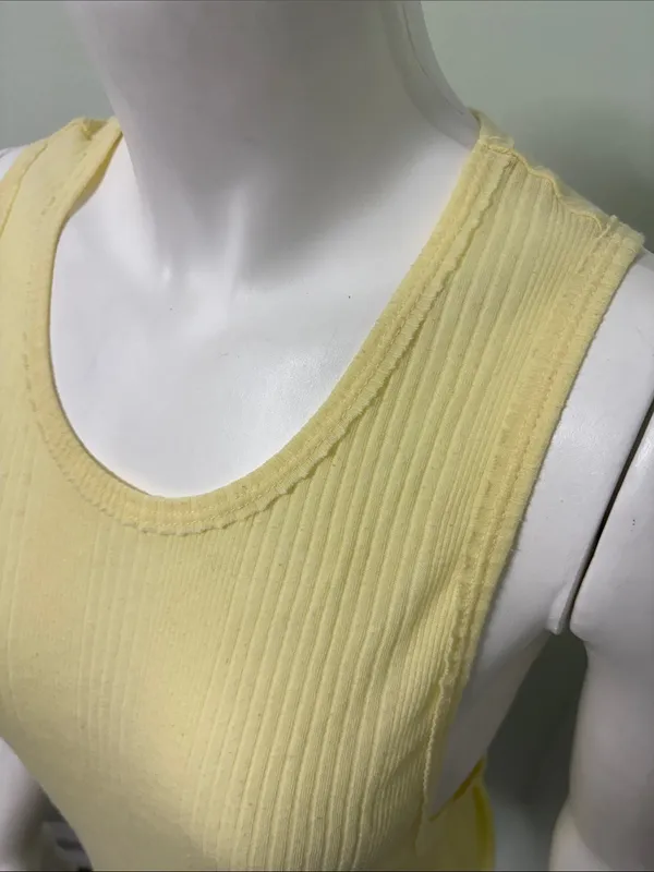 ALO Yoga Pale Yellow Muscle Tank Cropped Top - Image 4