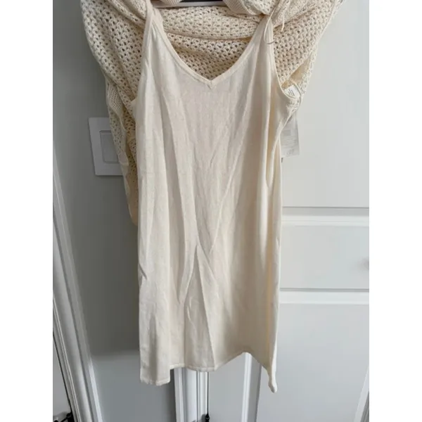 Everlane NWOT Lace Knit Maxi Sweater Dress W/Slip Bone Small Organic Cotton - Image 12